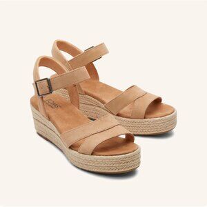 Toms Audrey Wedge Sandals, Women's 9, Leather, 2.75" heel height, Suede Honey